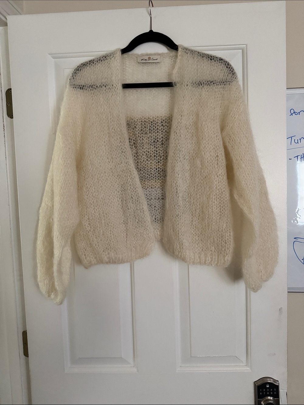 Lightweight Cream Open-Front Mohair Cardigan